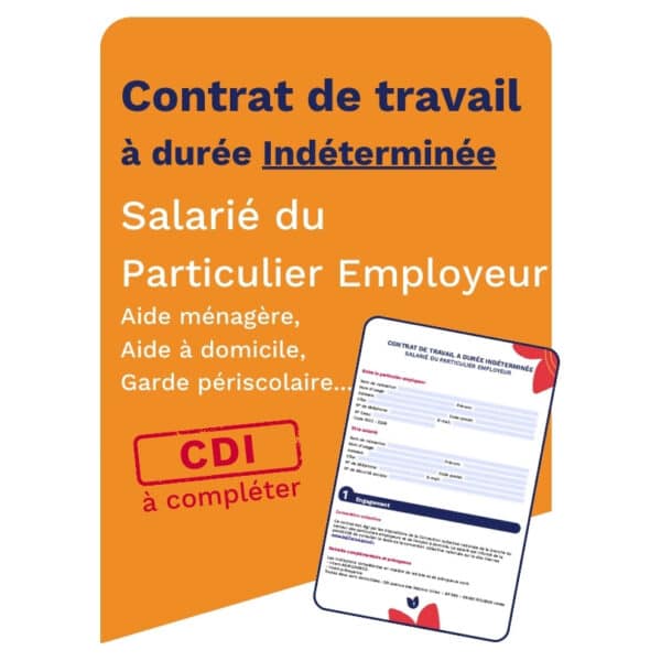 Cette image propose à la vente un contrat de travail en CDI pour l'emploi d'un salarié à domicile