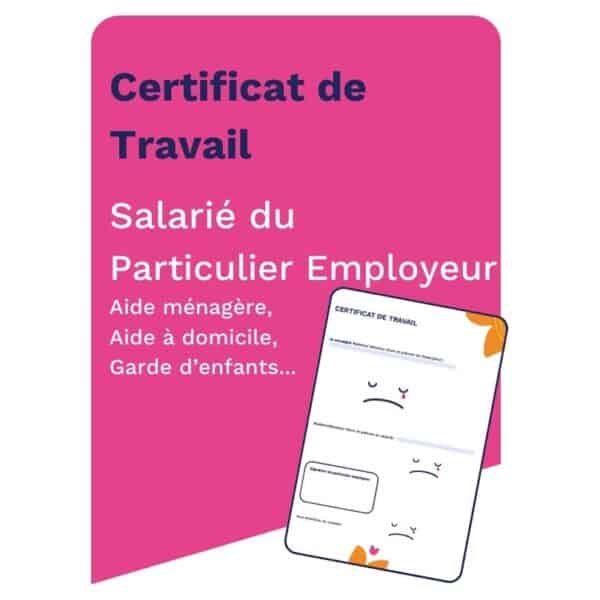 Cette image présente un certificat de travail du particulier employeur à télécharger