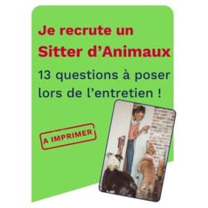 Cette image présente un document à télécharger de 13 questions à poser lors d'un entretien à un sitter d'animaux