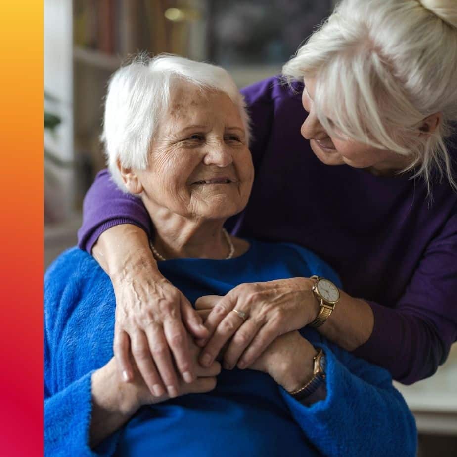 Image montrant un aidant auprès d'une personne agée