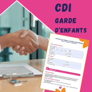 Cette image propose à la vente un contrat de travail en CDI pour l'emploi d'une garde d'enfants à domicile