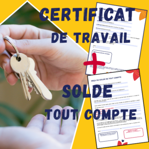 Cette image présente un pack de 2 documents à télécharger : certificat de travail et solde de tout compte du particulier employeur