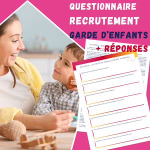 Cette image présente un document à télécharger de 23 questions à poser lors d'un entretien à une garde d'enfants et propose aussi les réponses