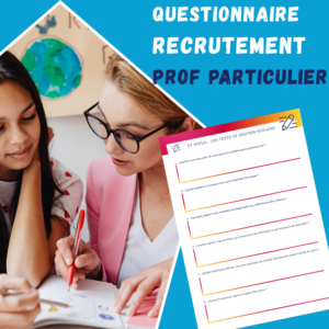 Cette image présente un document à télécharger de questions à poser lors d'un entretien avec un professeur particulier