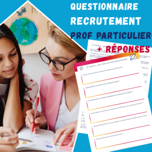 Cette image présente un document à télécharger de questions à poser lors d'un entretien avec un professeur particulier et propose aussi les réponses